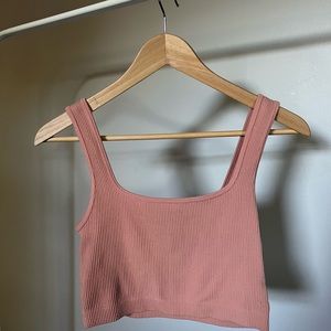 Zara light pink ribbed cropped tank top size medium-large